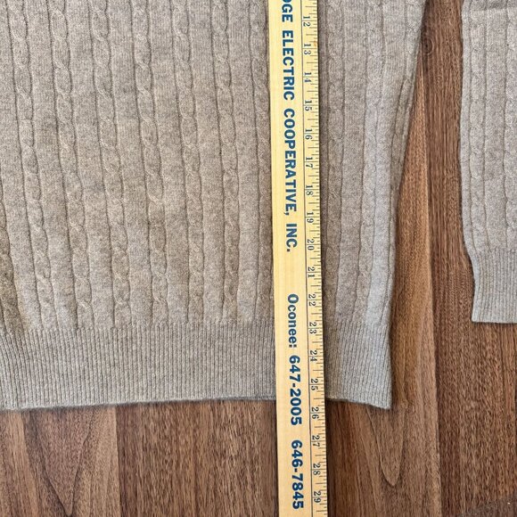 Alan Flusser Mens 100% Cashmere Cable Knit V-Neck Sweater Large Heathered Gray - Picture 7 of 7